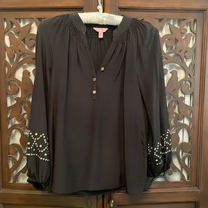 Lily Pulitzer blouse with gold detail